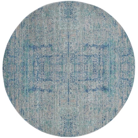 Flowers First 6 ft. 7 in. x 6 ft. 7 in. Round Mystique Power Loomed Round Rug, Light Blue & Multi Color FL1889473